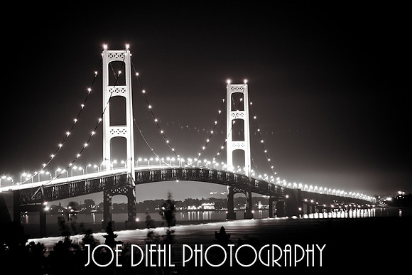 Bright Lights Small City Mackinac Bridge from St. Ignace, MI