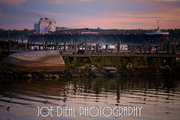 Early Southbound Freighter St. Mary's River Barbeau, MI