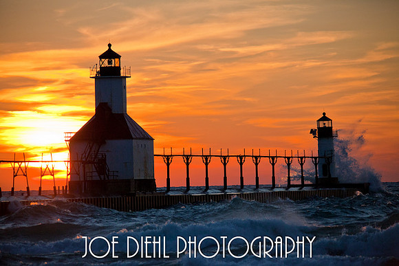 Sunset Over Benton Harbor Lighthouse