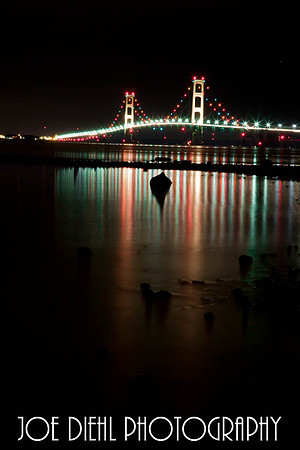 Mackinac Bridge with Christmas Colors St. Ignace, MI