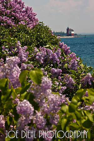 View of Round Island Lighthouse from Mackinac Island